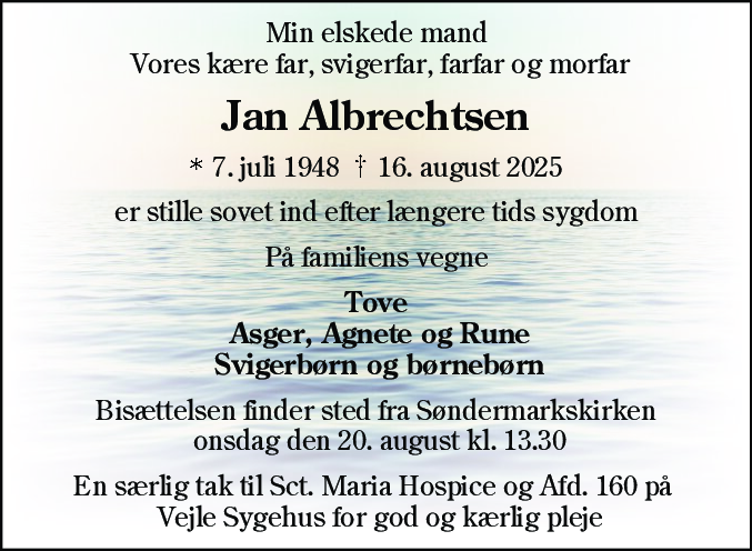 Dødsannonce for Jan Albrechtsen