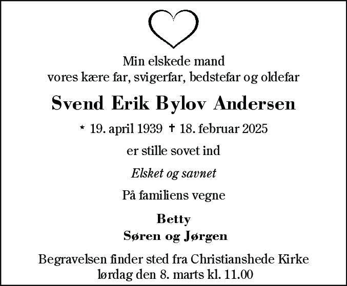 Dødsannonce for Svend Erik Bylov Andersen