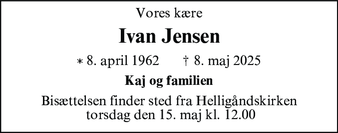 Dødsannonce for Ivan Jensen