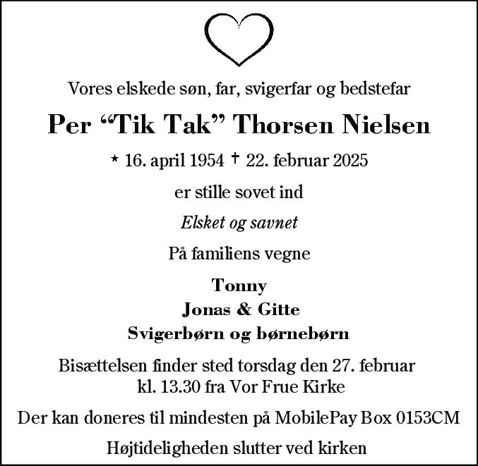 Dødsannonce for Per Thorsen Nielsen