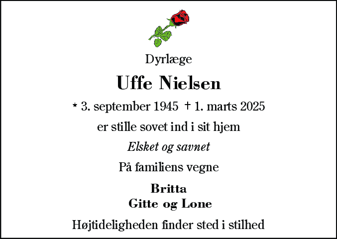 Dødsannonce for Uffe Nielsen