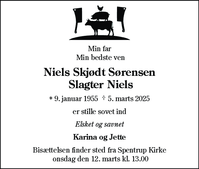 Dødsannonce for Niels Skjødt Sørensen