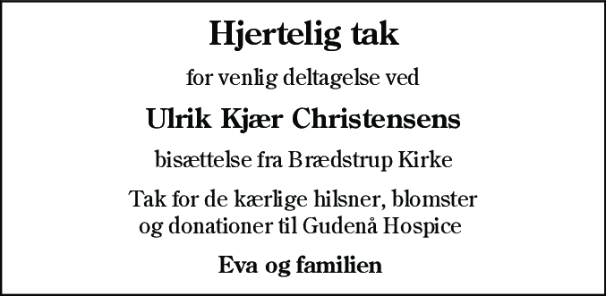 Dødsannonce for Ulrik Kjær Christensen