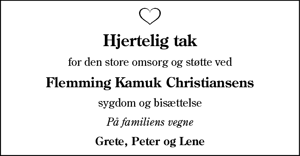 Dødsannonce for Flemming Kamuk Christiansen