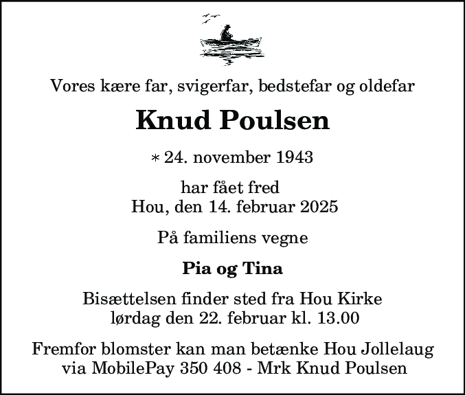 Dødsannonce for Knud Poulsen