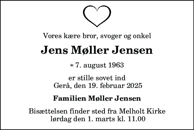 Dødsannonce for Jens Møller Jensen