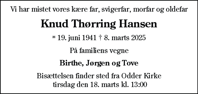 Dødsannonce for Knud Thørring Hansen