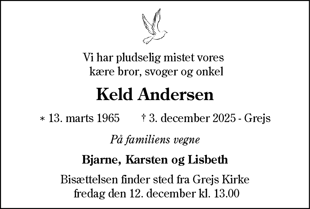 Dødsannonce for Keld Andersen