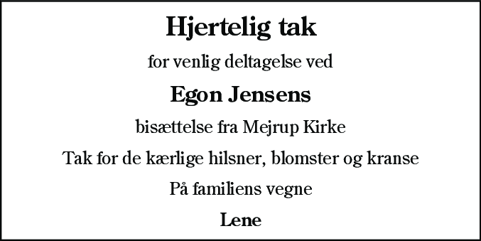 Dødsannonce for Egon Jensen