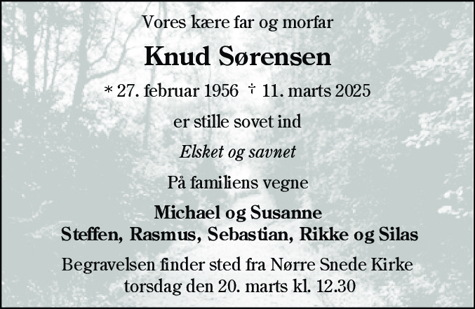 Dødsannonce for Knud Sørensen