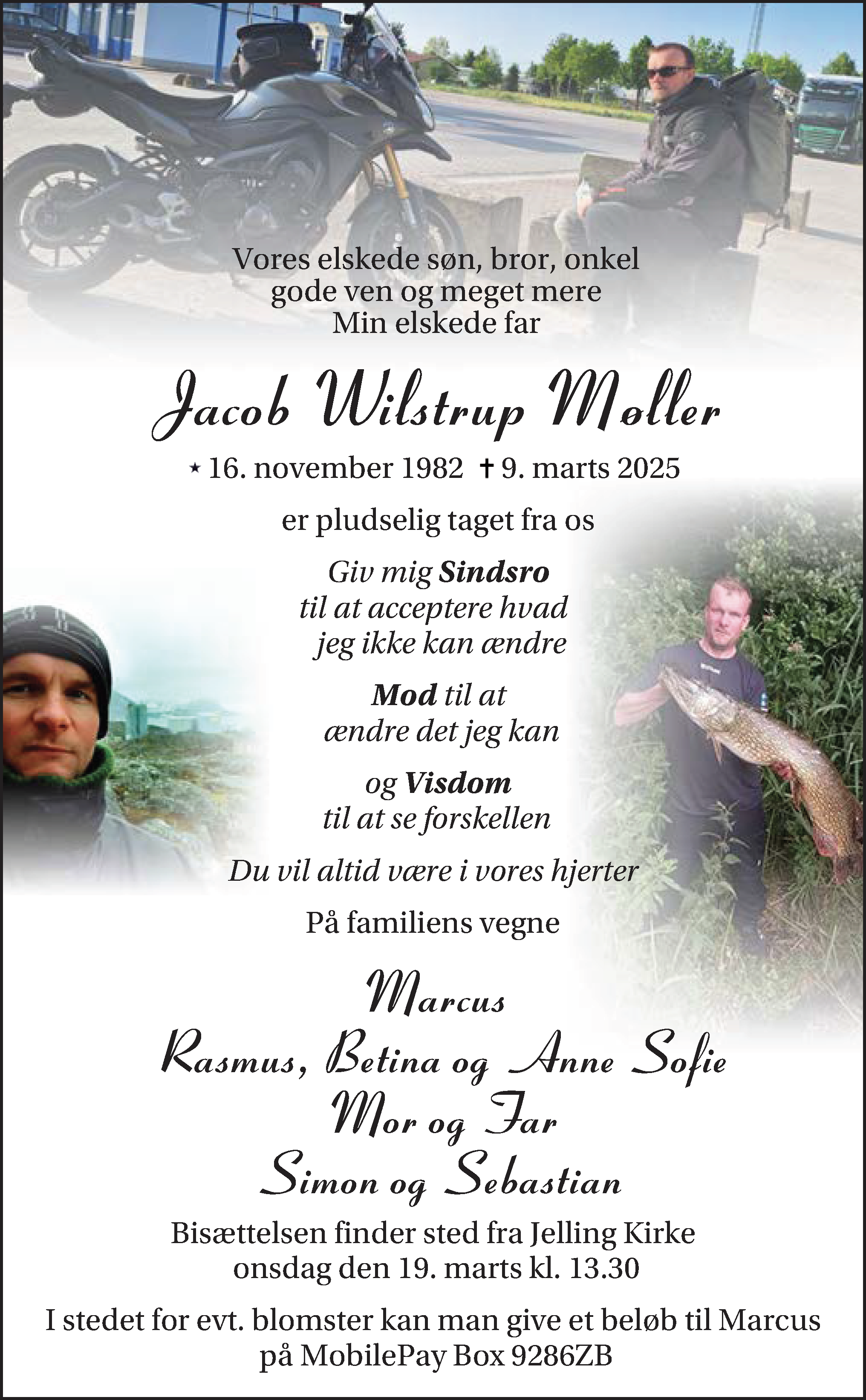 Dødsannonce for Jacob Wilstrup Møller