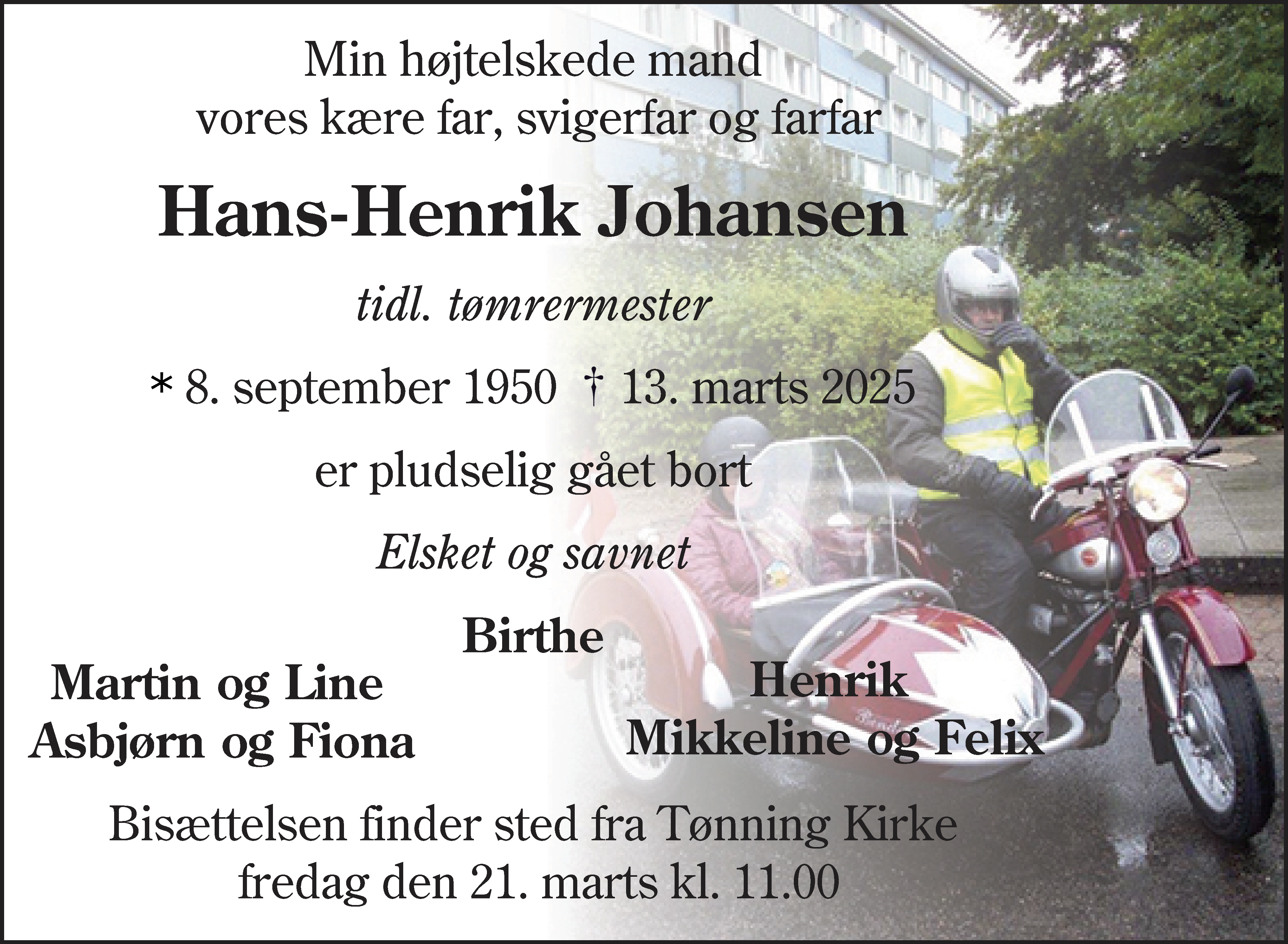 Dødsannonce for Hans-Henrik Johansen