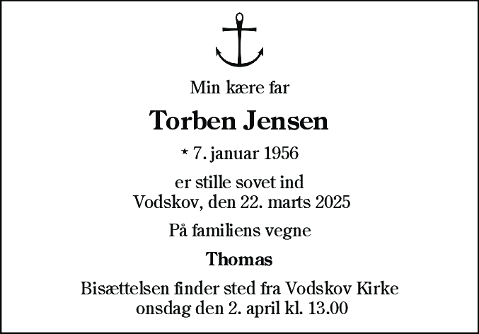 Dødsannonce for Torben Jensen