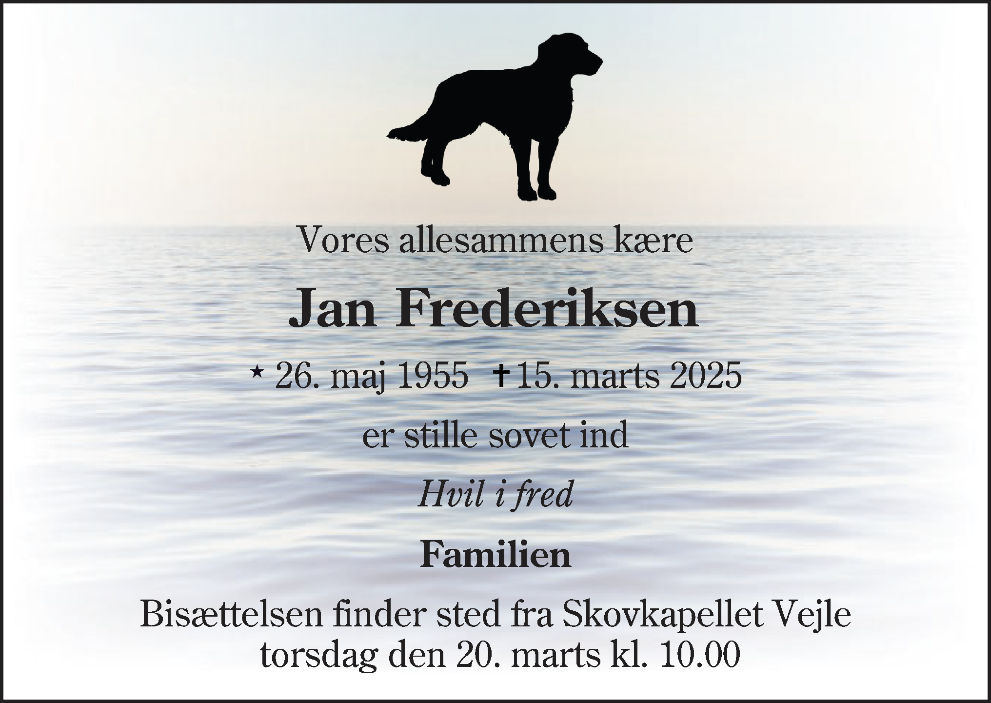 Dødsannonce for Jan Frederiksen