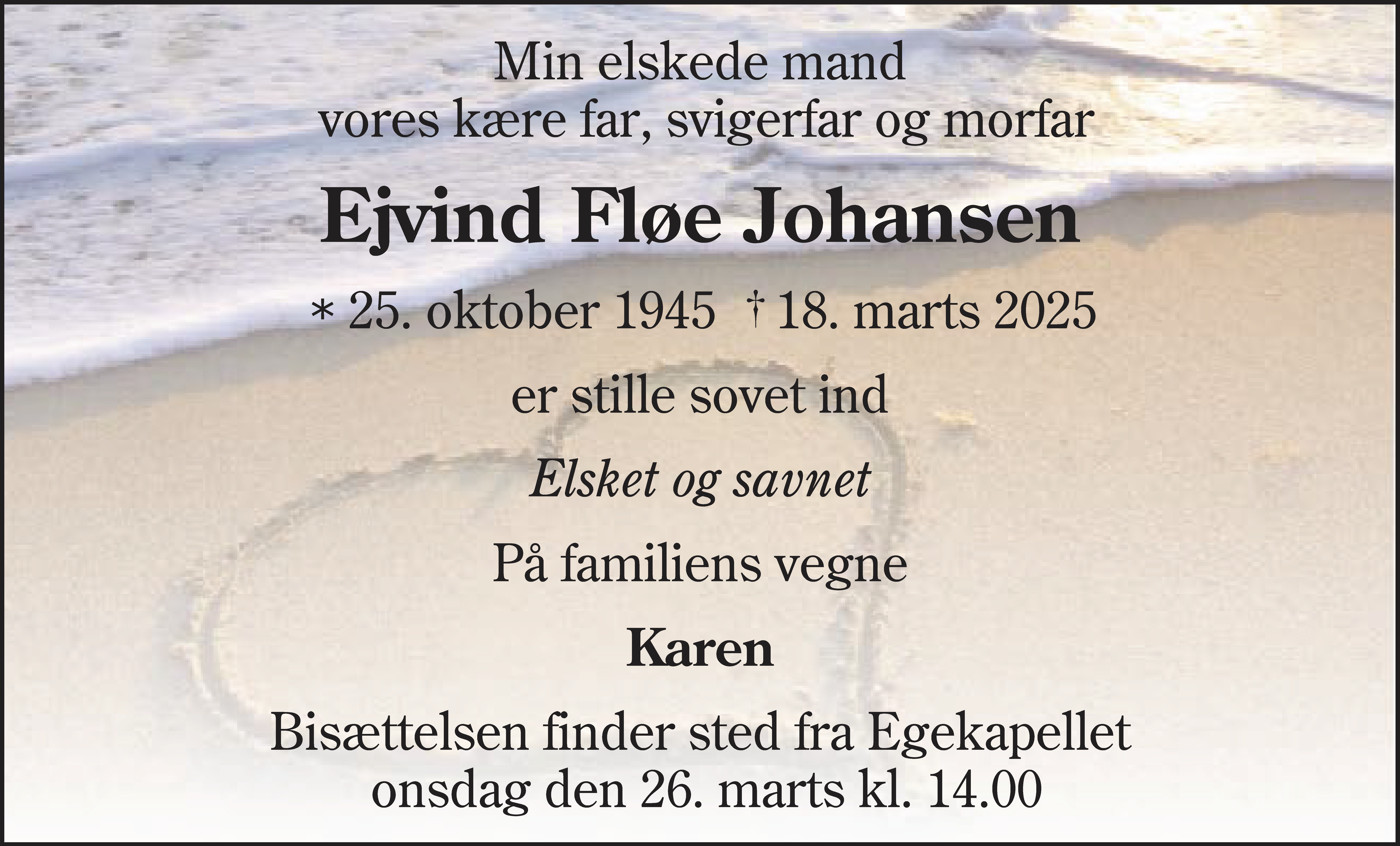 Dødsannonce for Ejvind Fløe Johansen