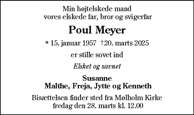 Dødsannonce for Poul Meyer