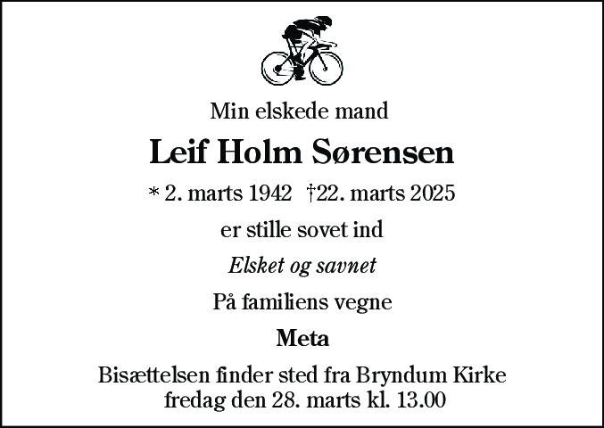 Dødsannonce for Leif Holm Sørensen