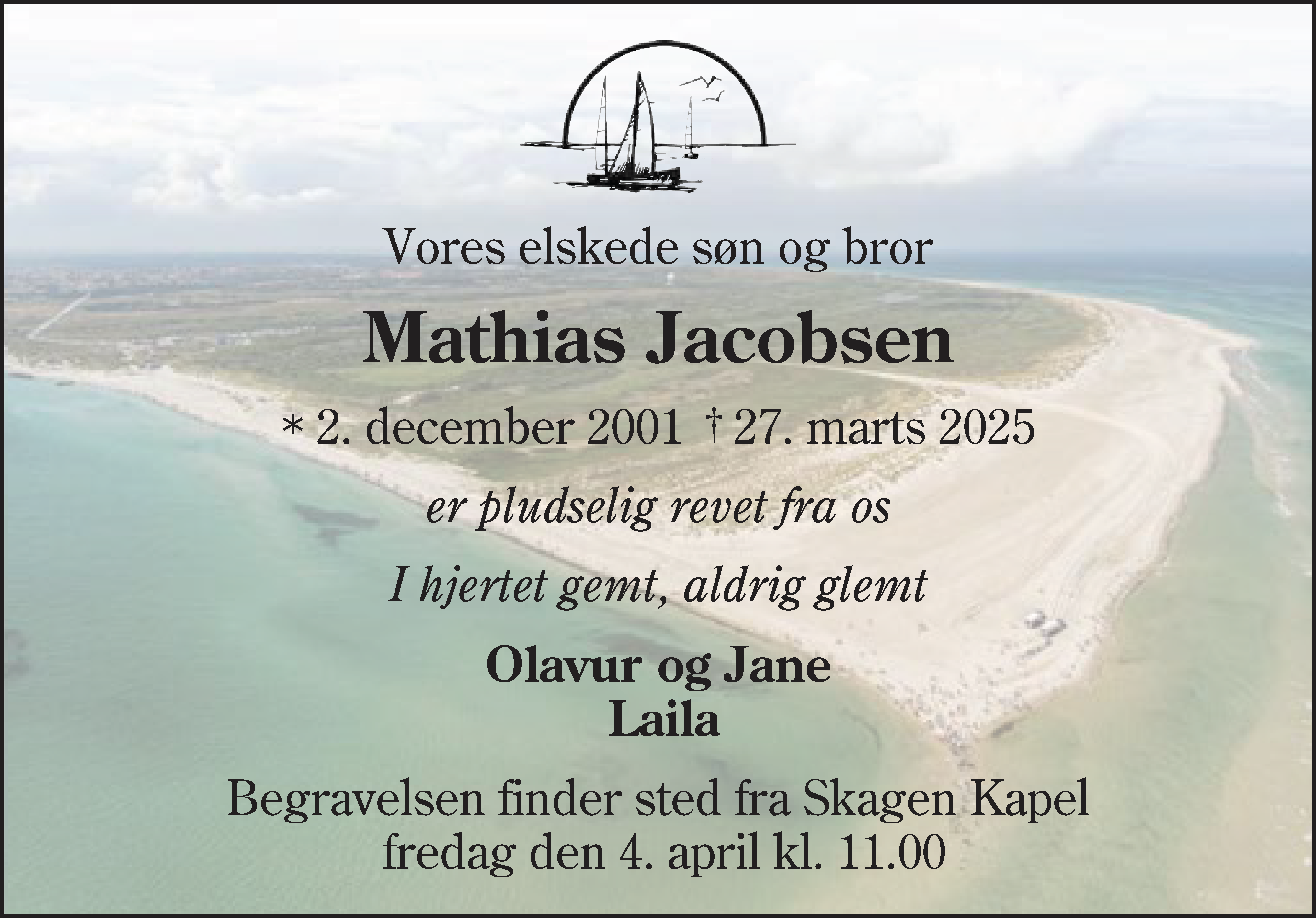 Dødsannonce for Mathias Jacobsen