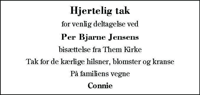 Dødsannonce for Per Bjarne Jensen