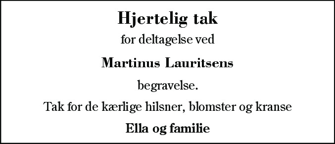 Dødsannonce for Martinus Lauritsen