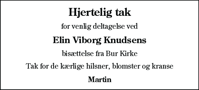 Dødsannonce for Elin Viborg Knudsen