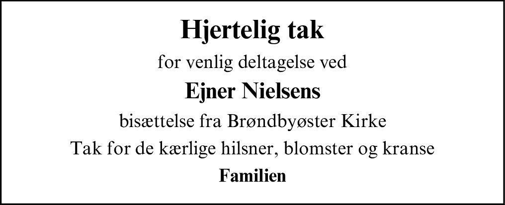 Dødsannonce for Ejner Nielsen