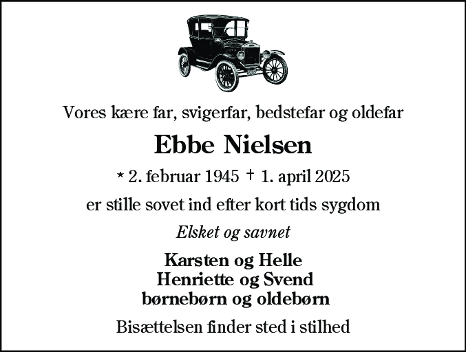 Dødsannonce for Ebbe Nielsen