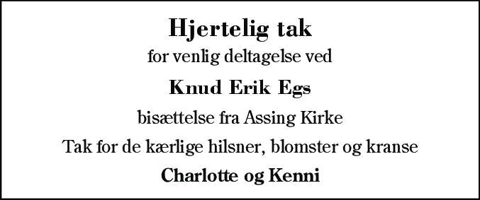 Dødsannonce for Knud Erik Eg