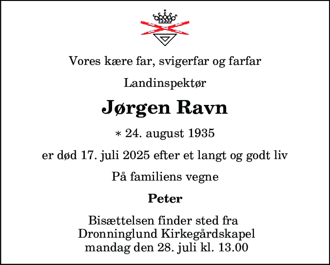 Dødsannonce for Jørgen Ravn
