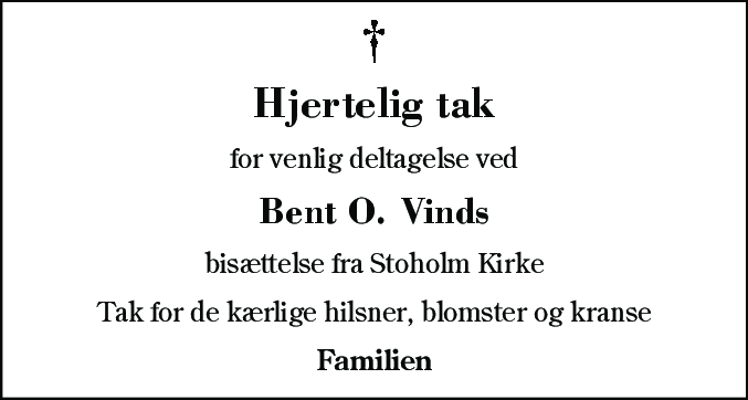Dødsannonce for Bent Odsgaard Vind