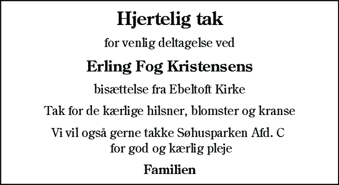 Dødsannonce for Erling Fog Kristensen