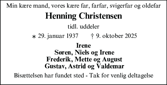 Dødsannonce for Henning Christensen