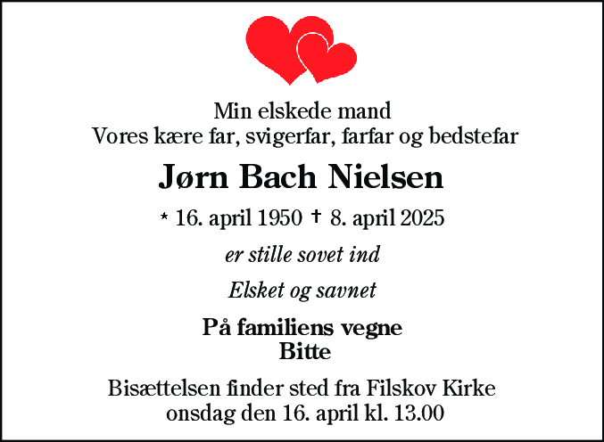 Dødsannonce for Jørn Bach Nielsen