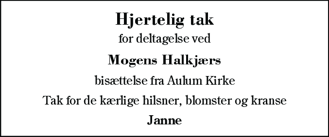 Dødsannonce for Mogens Halkjær