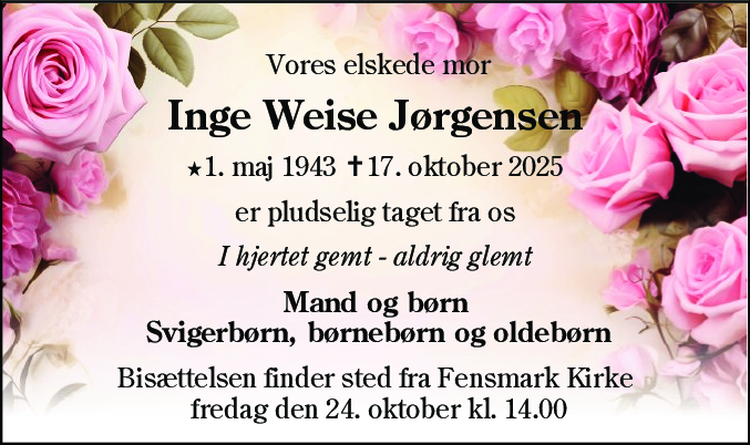 Dødsannonce for Inge Grundtvig Jørgensen