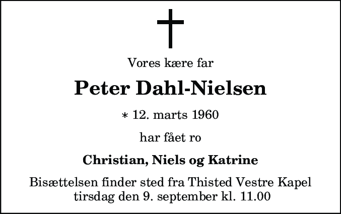 Dødsannonce for Peter Dahl-Nielsen