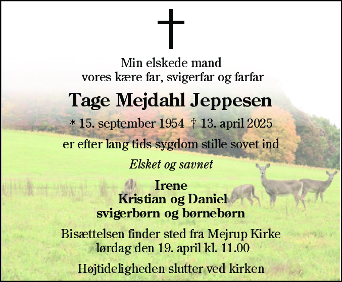 Dødsannonce for Tage Mejdahl Jeppesen