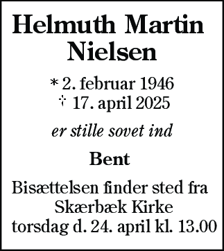 Dødsannonce for Helmuth Martin Nielsen