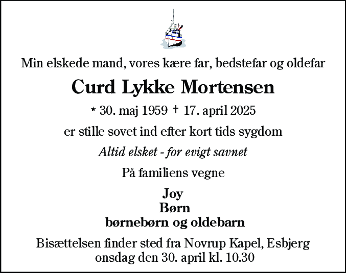 Dødsannonce for Curd Lykke Mortensen