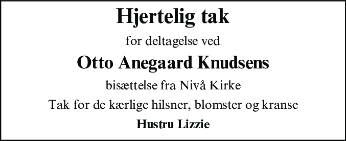Dødsannonce for Otto Anegaard Knudsen