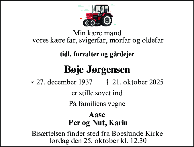 Dødsannonce for Bøje Leo Jørgensen