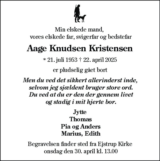 Dødsannonce for Aage Knudsen Kristensen