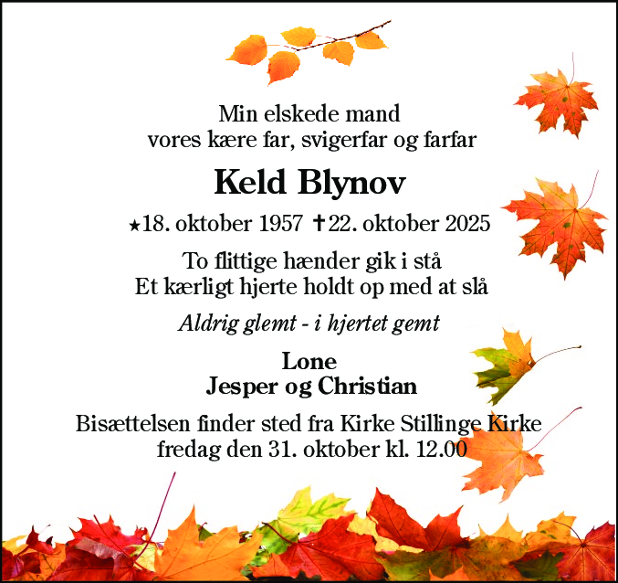 Dødsannonce for Keld Blynov