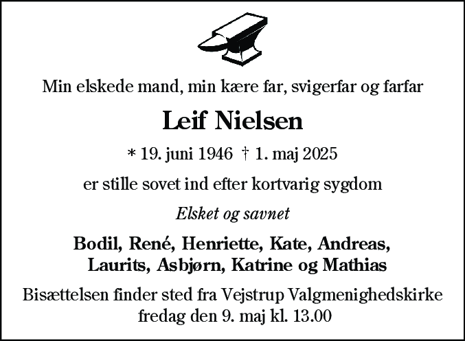Dødsannonce for Leif Nielsen
