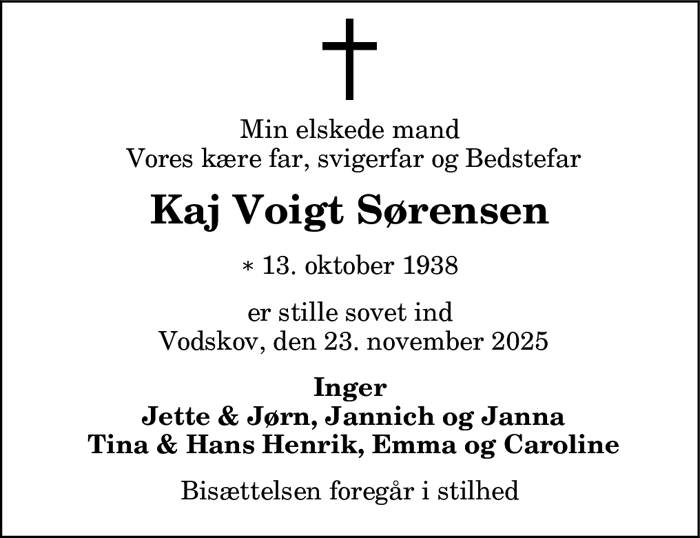 Dødsannonce for Kaj Voigt Sørensen