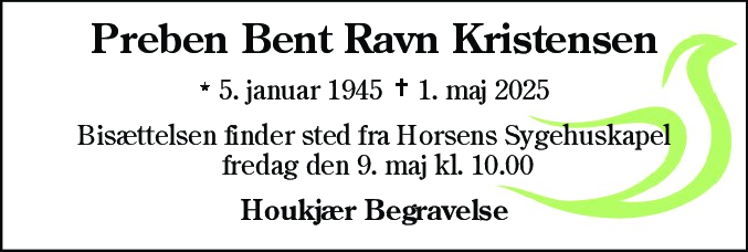 Dødsannonce for Preben Bent Ravn Kristensen