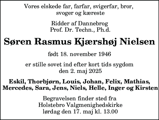 Dødsannonce for Søren Rasmus Kjærshøj Nielsen