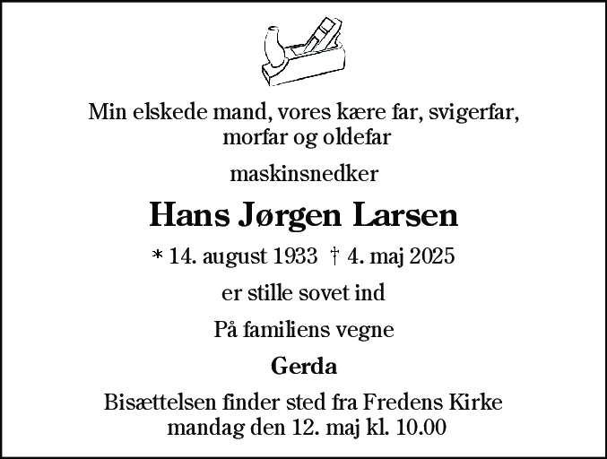 Dødsannonce for Hans Jørgen Larsen