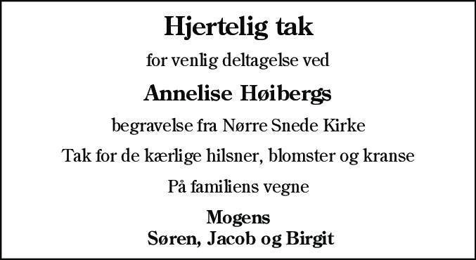Dødsannonce for Annelise Høiberg