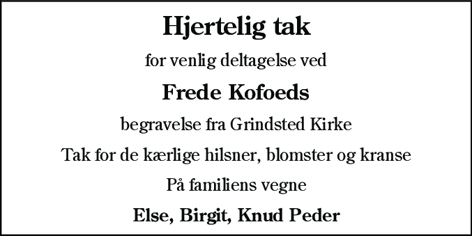 Dødsannonce for Kristian Frede Kofod Christensen